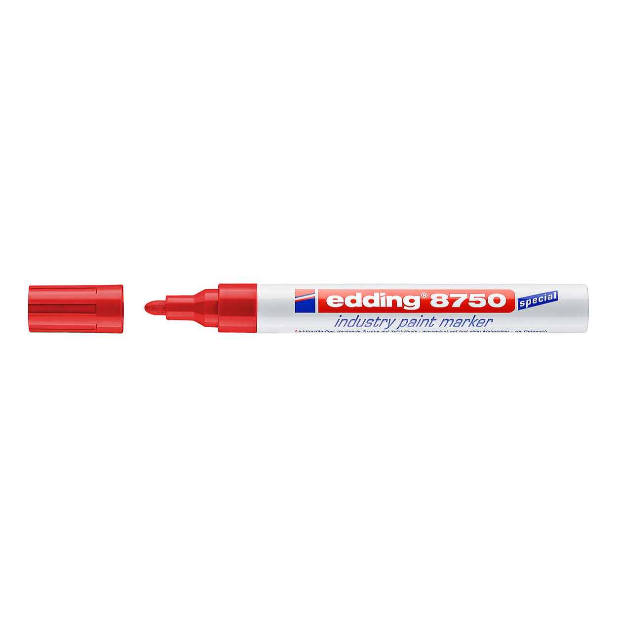 Průmyslový lakový popisovač edding 8750, červený, 2-4 mm, 10 ks/bal.